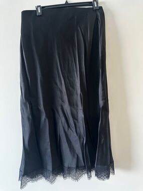 Black Lace-Hem Satin Midi Skirt - 90’s style. New with tags.